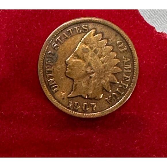 Indian Head Penny Cufflinks 1907 Chief Headdress - Picture 2 of 5